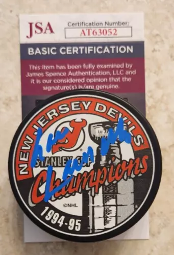 Lou Lamoriello Signed 1994-95 Stanley Cup Champions Puck w/ JSA COA NJ Devils 3