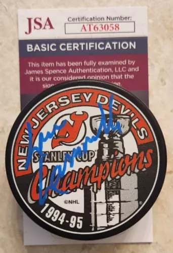 Lou Lamoriello Signed 1994-95 Stanley Cup Champions Puck w/ JSA COA NJ Devils 4