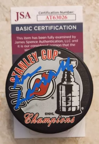 Lou Lamoriello Signed 2000 Stanley Cup Champions Puck w/ JSA COA NJ Devils 2