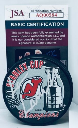 LOU LAMORIELLO SIGNED NEW JERSEY DEVILS 2000 STANLEY CUP CHAMPS PUCK JSA COA COLLECTIBLE MEMORABILIA