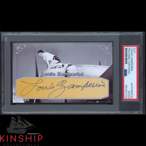 LOUIS ZAMPERINI SIGNED CUT 3×5 CUSTOM CARD PSA DNA SLAB OLYMPIC WWII AUTO C2927 COLLECTIBLE MEMORABILIA