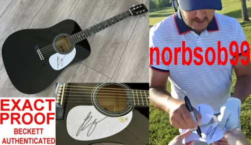 LUKE BRYAN SIGNED AUTOGRAPH 41″ F/S ACOUSTIC GUITAR W/EXACT PROOF & BECKETT COA COLLECTIBLE MEMORABILIA