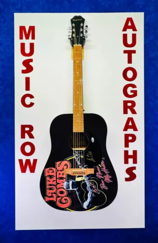 LUKE COMBS SIGNED AUTOGRAPH GRAPHIC EPIPHONE ACOUSTIC GUITAR BAS COA COLLECTIBLE MEMORABILIA