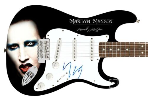 MARILYN MANSON AUTOGRAPHED SIGNED CUSTOM PHOTO GRAPHICS GUITAR COLLECTIBLE MEMORABILIA