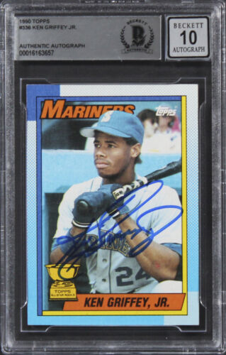 MARINERS KEN GRIFFEY JR. SIGNED 1991 TOPPS #336 CARD AUTO 10! BAS SLABBED COLLECTIBLE MEMORABILIA
