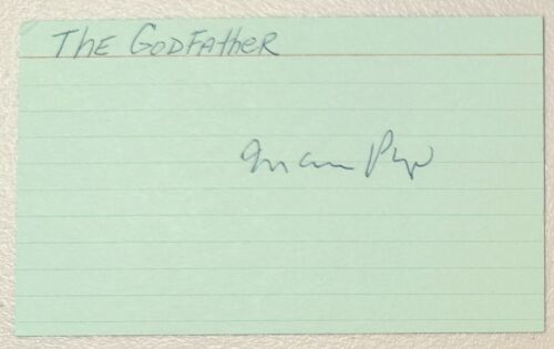 MARIO PUZO SIGNED AUTOGRAPHED 3×5 CARD BAS BECKETT CERT THE GODFATHER 3 COLLECTIBLE MEMORABILIA