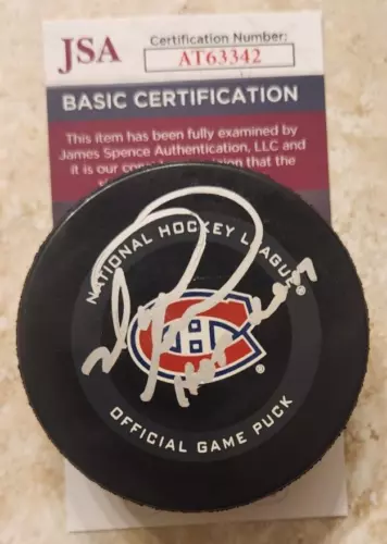Mark Recchi Signed Official NHL Game Puck w/ JSA COA Montreal Canadiens HOF 2017