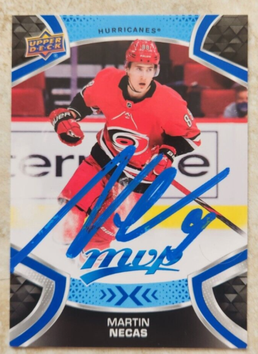 Martin Necas Signed 2021-22 Upper Deck MVP Card #174 Carolina Hurricanes