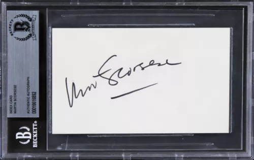 MARTIN SCORSESE GOODFELLAS AUTHENTIC SIGNED 3×5 INDEX CARD BAS SLABBED COLLECTIBLE MEMORABILIA