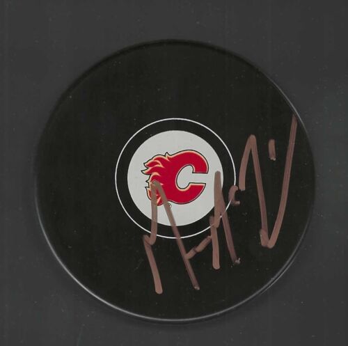 MASON MCDONALD SIGNED CALGARY FLAMES PUCK COLLECTIBLE MEMORABILIA