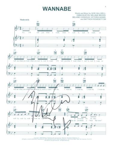 Melanie Chisholm Mel C Signed Autograph Wannabe Sheet Music - Sporty Spice Girls