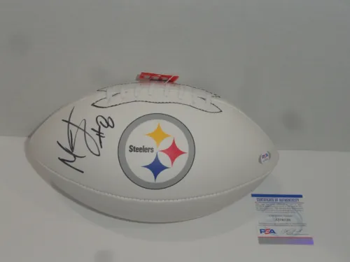 MELVIN INGRAM SIGNED PITTSBURGH STEELERS LOGO FOOTBALL PROOF PSA COA COLLECTIBLE MEMORABILIA