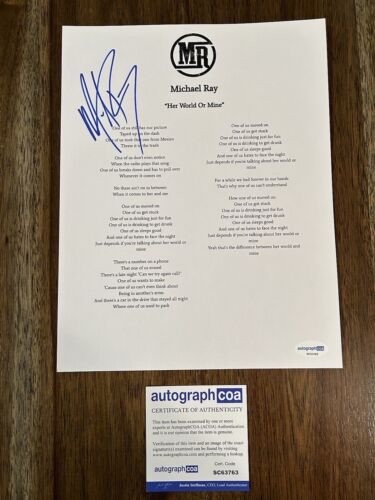 MICHAEL RAY ‘HER WORLD OR MINE’ COUNTRY SINGER SIGNED LYRIC SHEET MUSIC ACOA COLLECTIBLE MEMORABILIA