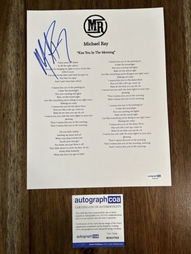 MICHAEL RAY ‘KISS YOU IN THE MORNING’ COUNTRY SINGER SIGNED LYRIC SHEET ACOA COLLECTIBLE MEMORABILIA