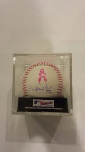 MICHAEL WACHA SIGNED PINK MOTHERS DAY OFFICIAL MAJOR LEAGUE BASEBALL PROOF