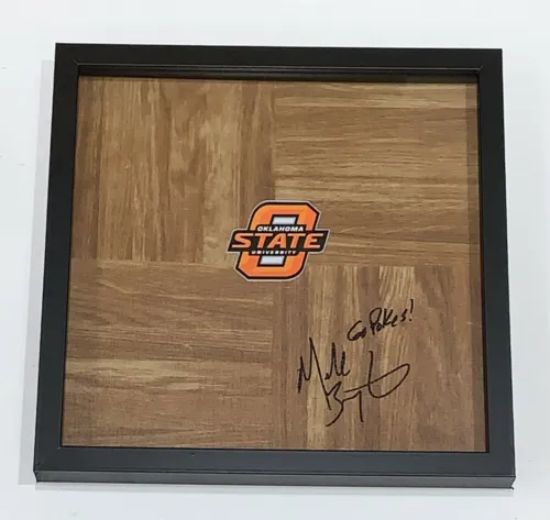 MIKE BOYNTON SIGNED FRAMED 12X12 FLOORBOARD OKLAHOMA ST. COWBOYS COACH PROOF ST.