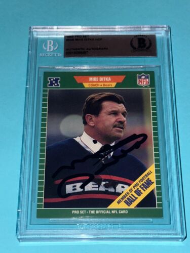 MIKE DITKA SIGNED 1989 PRO SET CARD #53B BECKETT AUTH (BAS) COLLECTIBLE MEMORABILIA
