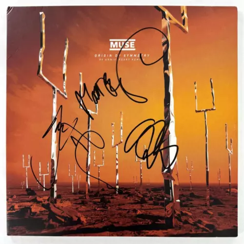 MUSE FULL BAND X3 SIGNED AUTOGRAPH ALBUM VINYL RECORD ORIGIN OF SYMMETRY BECKETT COLLECTIBLE MEMORABILIA