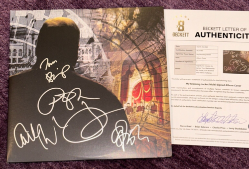 MY MORNING JACKET SIGNED EVIL URGES LP ALBUM COVER W/ BECKETT (BAS) LOA COLLECTIBLE MEMORABILIA