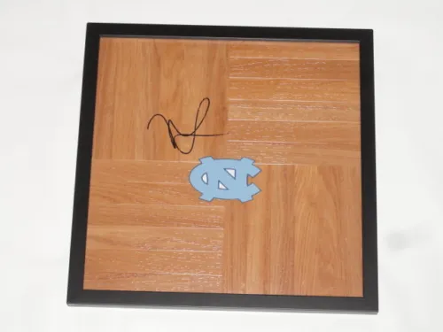 NASSIR LITTLE SIGNED FRAMED 12X12 FLOORBOARD NORTH CAROLINA TAR HEELS PROOF UNC