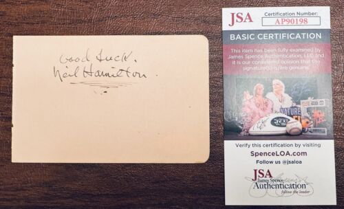 NEIL HAMILTON SIGNED AUTOGRAPHED 3×5 ALBUM PAGE JSA BATMAN COMMISSIONER GORDON COLLECTIBLE MEMORABILIA