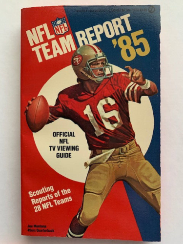 NFL REPORT 1985 PAPERBACK BOOK JOE MONTANA COVER VINTAGE+PRISTINE+RARE COLLECTIBLE MEMORABILIA