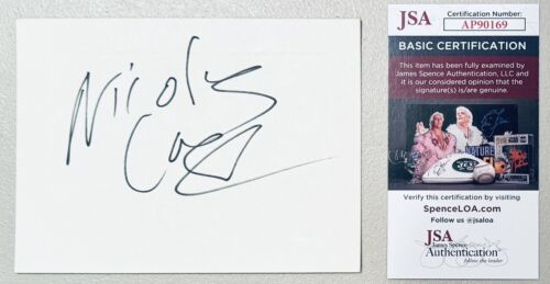 NICHOLAS CAGE SIGNED AUTOGRAPHED 4.5 X 6 CARD JSA CERTIFIED THE ROCK CON AIR COLLECTIBLE MEMORABILIA