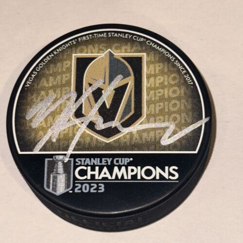 NICOLAS HAGUE (KNIGHTS) SIGNED 2023 STANLEY CUP CHAMPS PUCK BECKETT (BAS) COLLECTIBLE MEMORABILIA