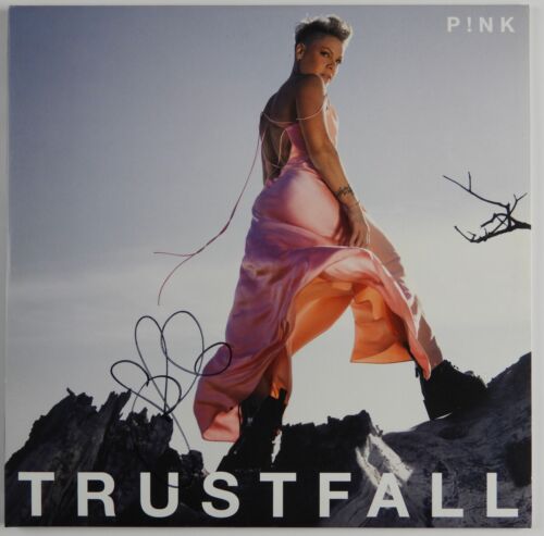 P!NK JSA SIGNED AUTOGRAPH RECORD ALBUM VINYL TRUSTFALL PINK COLLECTIBLE MEMORABILIA