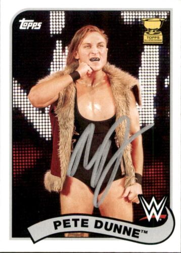 PETE DUNNE SIGNED 2018 TOPPS WWE SUPERSTAR ROOKIE CARD #59 NXT COLLECTIBLE MEMORABILIA