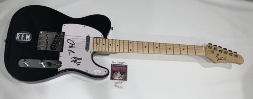 PETER BUCK & MIKE MILLS SIGNED BLACK ELECTRIC GUITAR R.E.M. JSA COA COLLECTIBLE MEMORABILIA