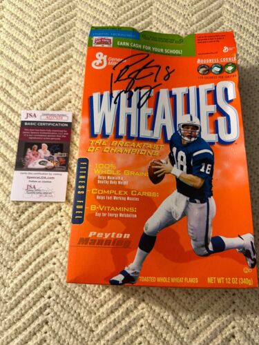 Peyton Manning Signed Wheaties Empty Box JSA Authenticated COA Some ...