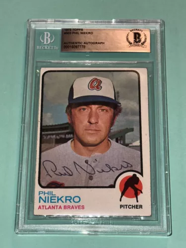 PHIL NIEKRO Signed 1973 TOPPS Card #503 Beckett Authenticated BAS