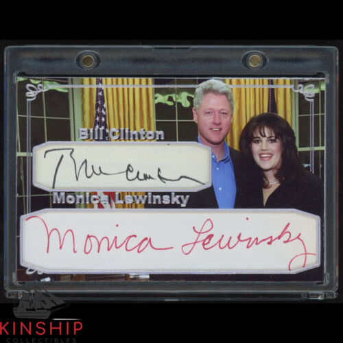 PRESIDENT BILL CLINTON MONICA LEWINSKY SIGNED CUT CUSTOM CARD JSA COA AUTO Z1536 COLLECTIBLE MEMORABILIA