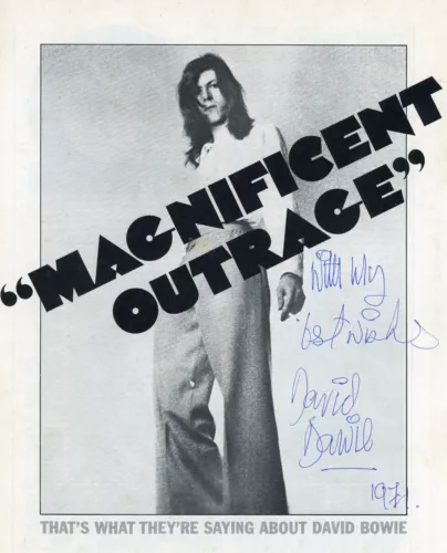 PSA/DNA DAVID BOWIE SIGNED 1971 “HUNKY DORY” PRESS SHEET RARE FULL SIGATURE COLLECTIBLE MEMORABILIA