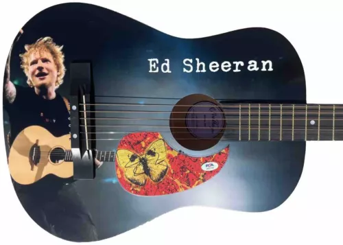 PSA/DNA ED SHEERAN AUTOGRAPHED SIGNED LIMITED EDITION GRAPHIC ACOUSTIC GUITAR COLLECTIBLE MEMORABILIA