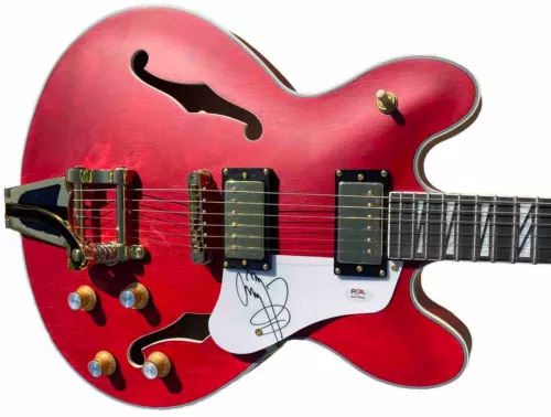 PSA/DNA JIMMY PAGE AUTOGRAPHED HAZE 1975WRDS SEMI-HOLLOW BODY ELECTRIC GUITAR COLLECTIBLE MEMORABILIA