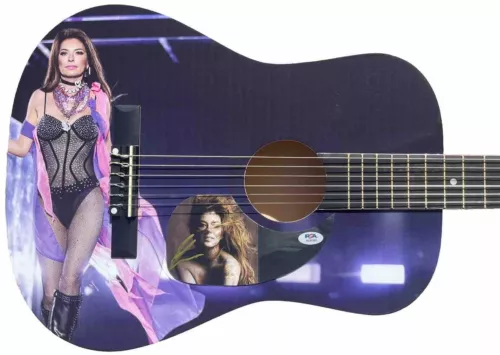 PSA/DNA SHANIA TWAIN AUTOGRAPHED SIGNED LIMITED EDITION GRAPHIC ACOUSTIC GUITAR COLLECTIBLE MEMORABILIA