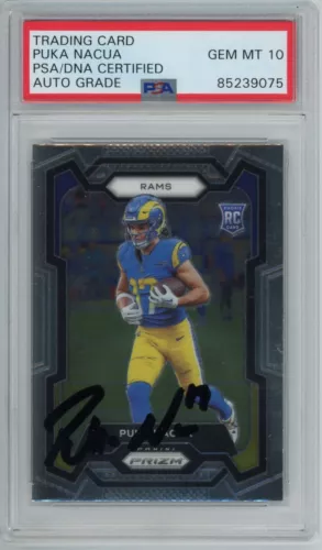 PUKA NACUA SIGNED 2023 PANINI PRIZM RC ROOKIE RAMS AUTO PSA GEM MINT 10 COLLECTIBLE MEMORABILIA