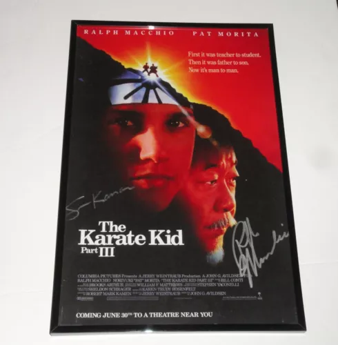 RALPH MACCHIO & SEAN KANAN SIGNED FRAMED THE KARATE KID III 11X17 MOVIE POSTER
