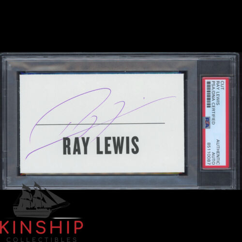 RAY LEWIS SIGNED 3×5 CUT PSA DNA SLABBED AUTO RAVENS HOF FOOTBALL AUTO C2433 COLLECTIBLE MEMORABILIA