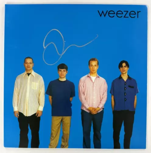 RIVERS CUOMO WEEZER SIGNED AUTOGRAPH DEBUT BLUE ALBUM VINYL RECORD LP W/ JSA COA COLLECTIBLE MEMORABILIA