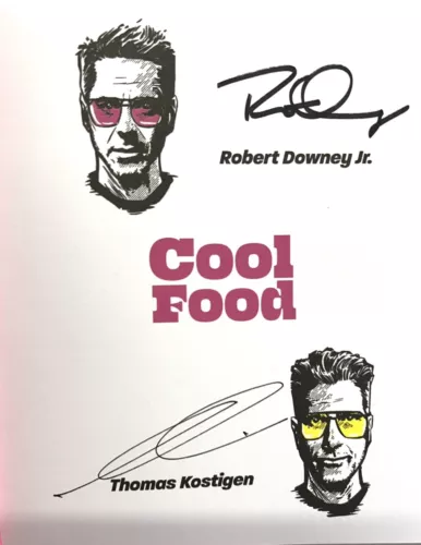 ROBERT DOWNEY JR KOSTIGEN SIGNED AUTOGRAPH 1ST ED BOOK “COOL FOOD” JSA LOA 824 COLLECTIBLE MEMORABILIA