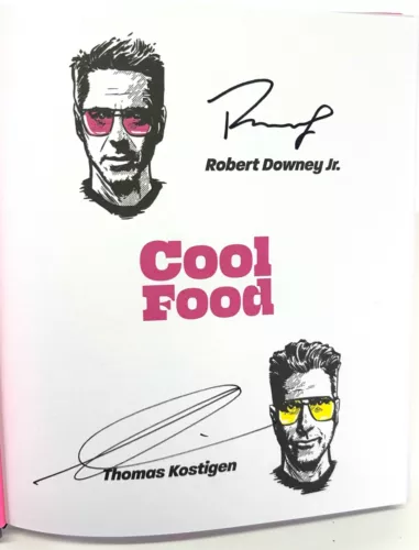 ROBERT DOWNEY JR KOSTIGEN SIGNED AUTOGRAPH 1ST ED BOOK “COOL FOOD” JSA LOA COLLECTIBLE MEMORABILIA
