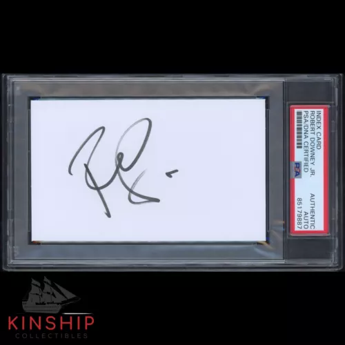 ROBERT DOWNEY JR SIGNED 3×5 INDEX CARD PSA DNA SLAB AVENGERS IRON MAN AUTO C2774 COLLECTIBLE MEMORABILIA