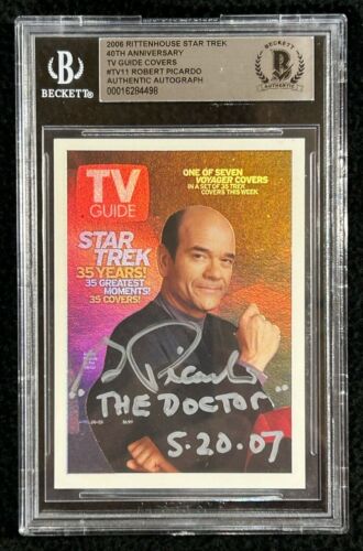 ROBERT PICARDO SIGNED 2006 STAR TREK VOYAGER TV GUIDE CARD #TV11 BAS CERTIFIED COLLECTIBLE MEMORABILIA