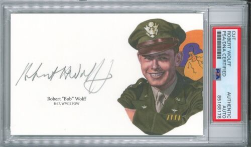 ROBERT WOLFF SIGNED CUT SIGNATURE PSA 85168178 WWII MASTERS OF THE AIR ...