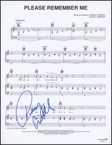 RODNEY CROWELL “JEWEL OF THE SOUTH” SIGNED ‘PLEASE REMEMBER ME’ SHEET MUSIC ACOA COLLECTIBLE MEMORABILIA