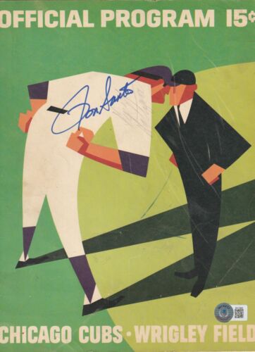 RON SANTO & KEN HOLTZMAN SIGNED 6/21/66 CUBS OFFICIAL PROGRAM BECKETT (BAS) COLLECTIBLE MEMORABILIA