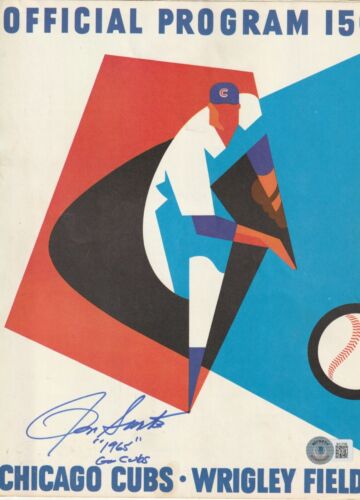 RON SANTO SIGNED 6/30/65 CHICAGO CUBS OFFICIAL PROGRAM BECKETT (BAS) W/ INSCRIPS COLLECTIBLE MEMORABILIA